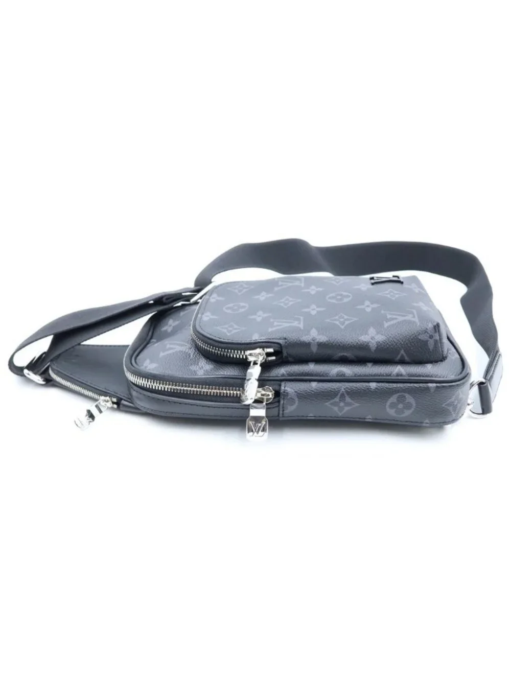 Louis Vuitton Monogram Eclipse Avenue Sling Bag PM Black Leather